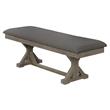 Gray Linen Dining Bench with Rustic Gray Brown Wood in Standard Height