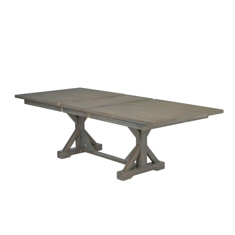 Rustic Gray Brown Wood Extendable Dining Table in Standard Height
