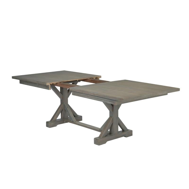 Rustic Gray Brown Wood Extendable Dining Table in Standard Height