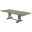 Rustic Gray Wood 7pc Dining Set with Table and Beige Linen Chairs