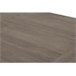 Rustic Gray Wood 7pc Dining Set with Table and Beige Linen Chairs