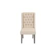 Rustic Gray Wood 7pc Dining Set with Table and Beige Linen Chairs