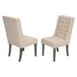 Rustic Gray Dining Chairs (Set of 2) with Beige Linen Fabric Tufted Seats
