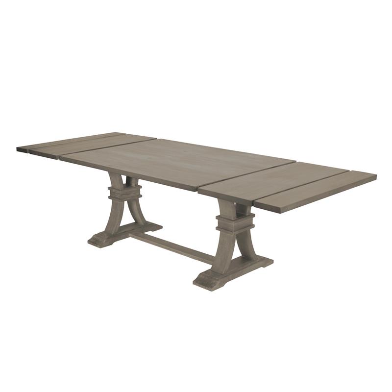 Rustic Gray Wood Extendable Dining Table with Removable Leaves