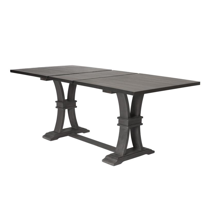 Counter-height Rustic Gray Wood Extendable Dining Table with Removable 18