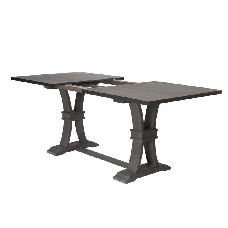 Counter-height Rustic Gray Wood Extendable Dining Table with Removable 18