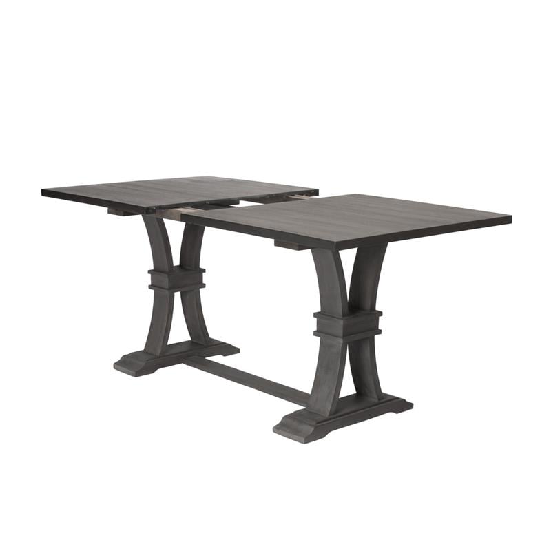 Counter-height Rustic Gray Wood Extendable Dining Table with Removable 18