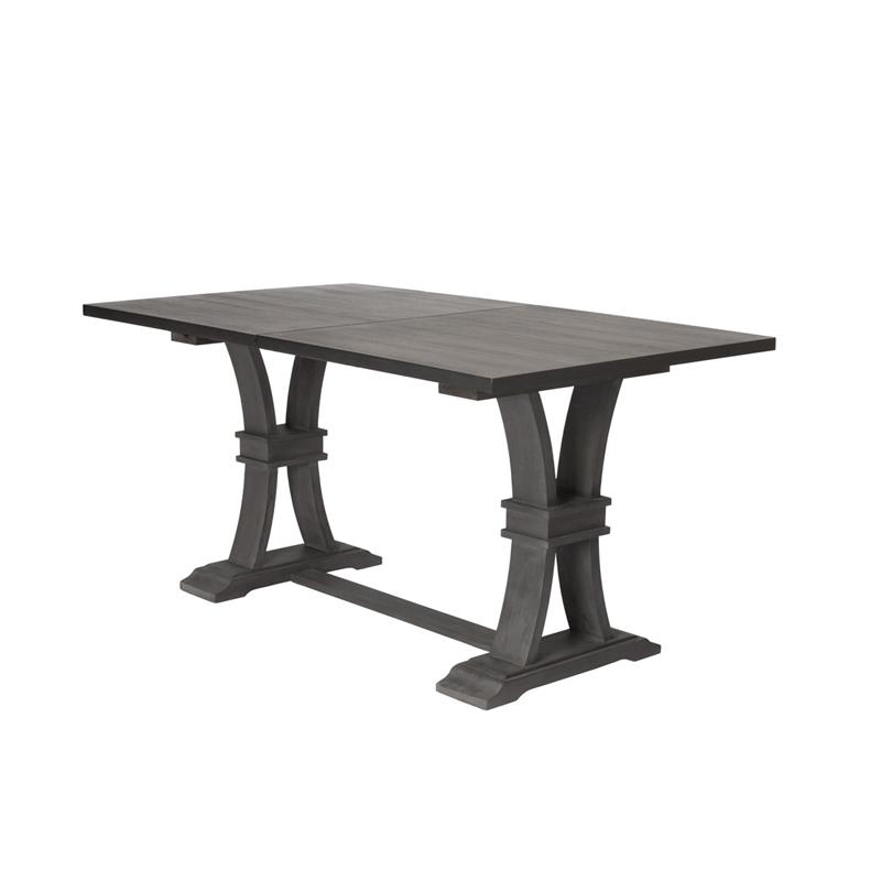 Counter-height Rustic Gray Wood Extendable Dining Table with Removable 18