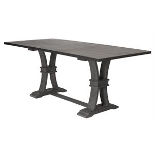 Counter-height Rustic Gray Wood Extendable Dining Table with Removable 18&quot Leaf