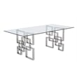Rectangular Clear Glass 5pc Dining Set with Silver Stainless Steel Base