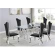 Rectangular Clear Glass 7pc Dining Set with Silver Stainless Steel Base