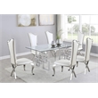 Rectangular Clear Glass 7pc Dining Set with Silver Stainless Steel Base