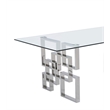 Rectangular Clear Glass 7pc Dining Set with Silver Stainless Steel Base