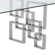 Rectangular Clear Glass 7pc Dining Set with Silver Stainless Steel Base