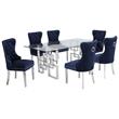 Rectangular Clear Glass 7pc Dining Set with Silver Stainless Steel Base