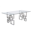 Rectangular Clear Glass 7pc Dining Set with Silver Stainless Steel Base