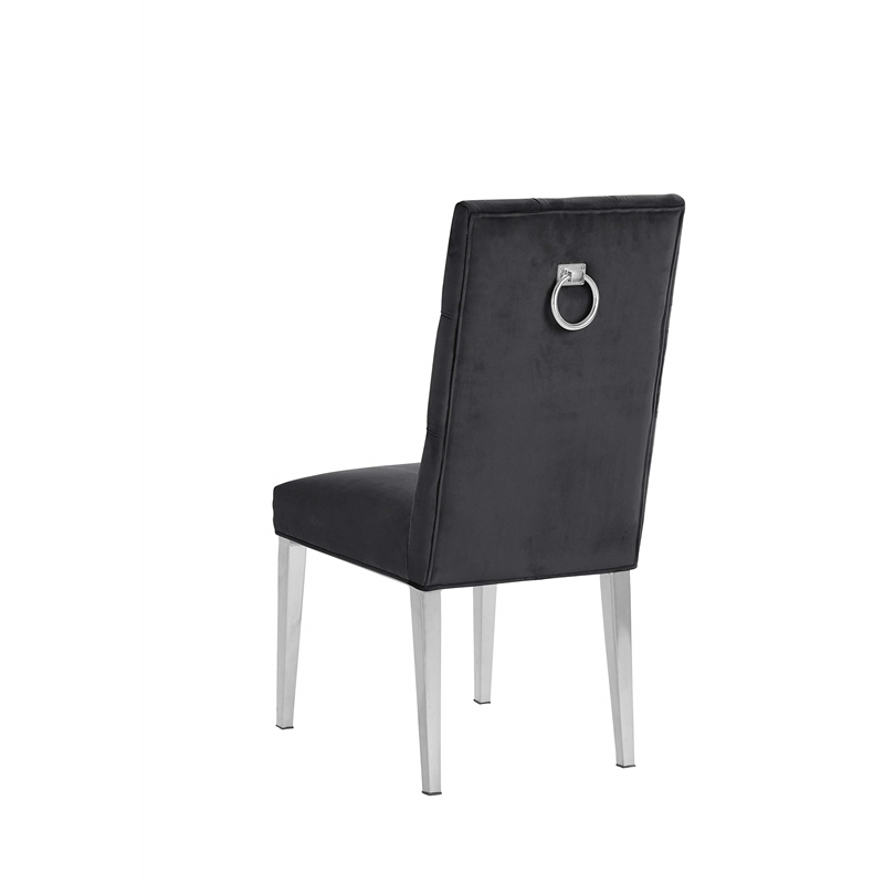 Rectangular Clear Glass 7pc Dining Set with Silver Stainless Steel Base