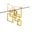 Rectangular Clear Glass 5pc Dining Set with Gold Stainless Steel Base