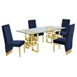 Rectangular Clear Glass 5pc Dining Set with Gold Stainless Steel Base