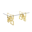 Rectangular Clear Glass 5pc Dining Set with Gold Stainless Steel Base