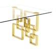 Rectangular Clear Glass 5pc Dining Set with Gold Stainless Steel Base