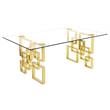 Rectangular Clear Glass 5pc Dining Set with Gold Stainless Steel Base