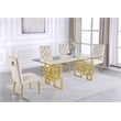 Rectangular Clear Glass 5pc Dining Set with Gold Stainless Steel Base