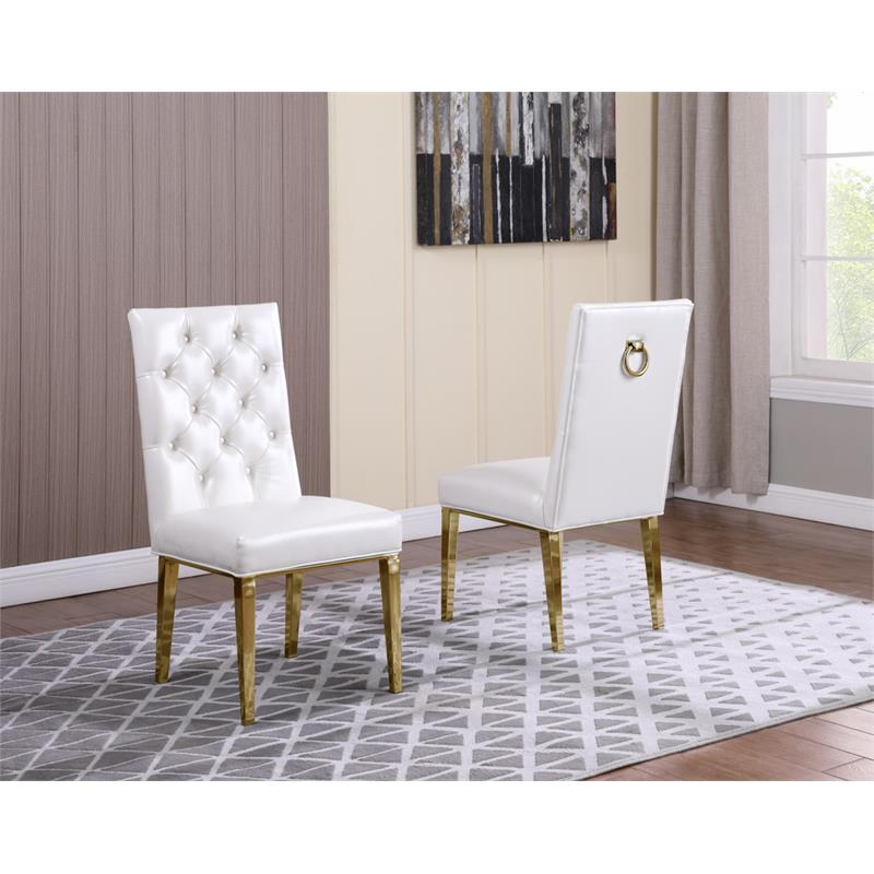 Rectangular Clear Glass 5pc Dining Set with Gold Stainless Steel Base