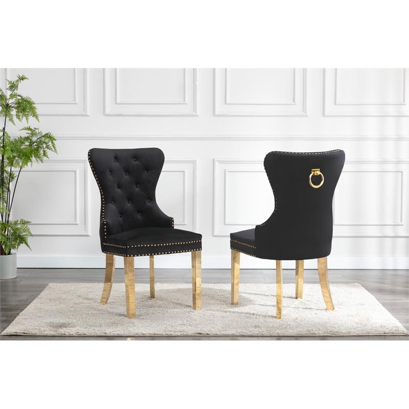 Rectangular Clear Glass 7pc Dining Set with Gold Stainless Steel Base