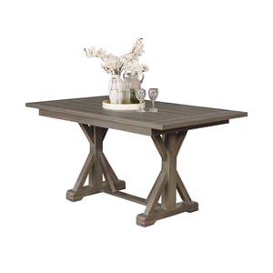 Traditional Rustic Brown Gray Wood Counterheight Dining Table