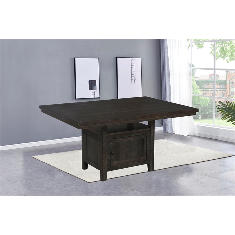 Rustic Dark Oak Wood Dining Table with Underneath Storage Space