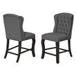 Cappuccino Wood Counterheight Dining Chairs Upholstered in Gray Linen (Set of 2)