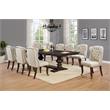 Cappuccino Wood 9pc Dining Set with Extendable Table + Beige Chairs
