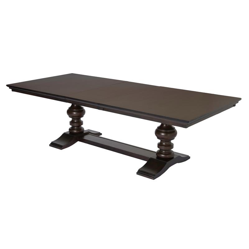 Cappuccino Wood 9pc Dining Set with Extendable Table + Beige Chairs