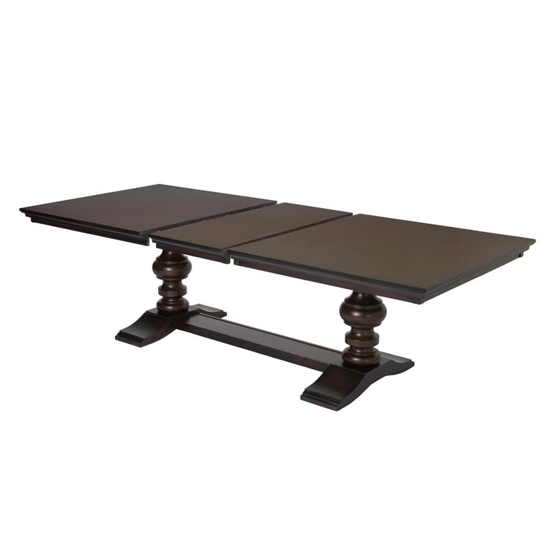 Cappuccino Wood 9pc Dining Set with Extendable Table + Beige Chairs