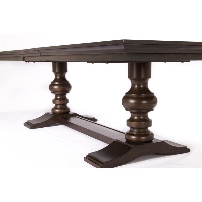 Cappuccino Wood 9pc Dining Set with Extendable Table + Beige Chairs