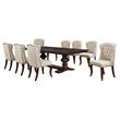 Cappuccino Wood 9pc Dining Set with Extendable Table + Beige Chairs