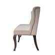 Cappuccino Wood Dining Bench Upholstered with Beige Linen Fabric