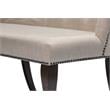Cappuccino Wood Dining Bench Upholstered with Beige Linen Fabric