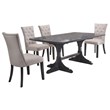 5pc Gray Wood Dining Set with Light Gray Linen Fabric Seats