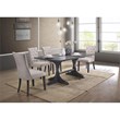 5pc Gray Wood Dining Set with Light Gray Linen Fabric Seats