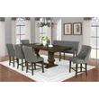 Counterheight Walnut Wood Dining Chairs in Gray Linen Fabric (Set of 2)