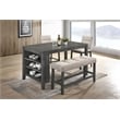 Dark Gray Wood Counterheight Dining Chairs in Light Gray Fabric (Set of 2)