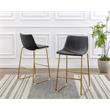 Double Bar Stools in Gray Velvet with Gold Chrome Base (Set of 2)