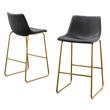 Double Bar Stools in Gray Velvet with Gold Chrome Base (Set of 2)