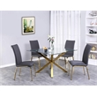 Dark Gray Chairs Upholstered with Faux Leather and Gold Chrome Base (Set of 2)