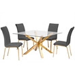 Dark Gray Chairs Upholstered with Faux Leather and Gold Chrome Base (Set of 2)