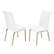 White Chairs Upholstered with Faux Leather and Gold Chrome Base (Set of 2)