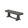 Dark Gray Linen Fabric Dining Bench in Dark Gray Wood and Tufted Seats