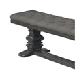 Dark Gray Linen Fabric Dining Bench in Dark Gray Wood and Tufted Seats